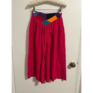 Vintage Flowy Colorblock Capri Pants - Size 4